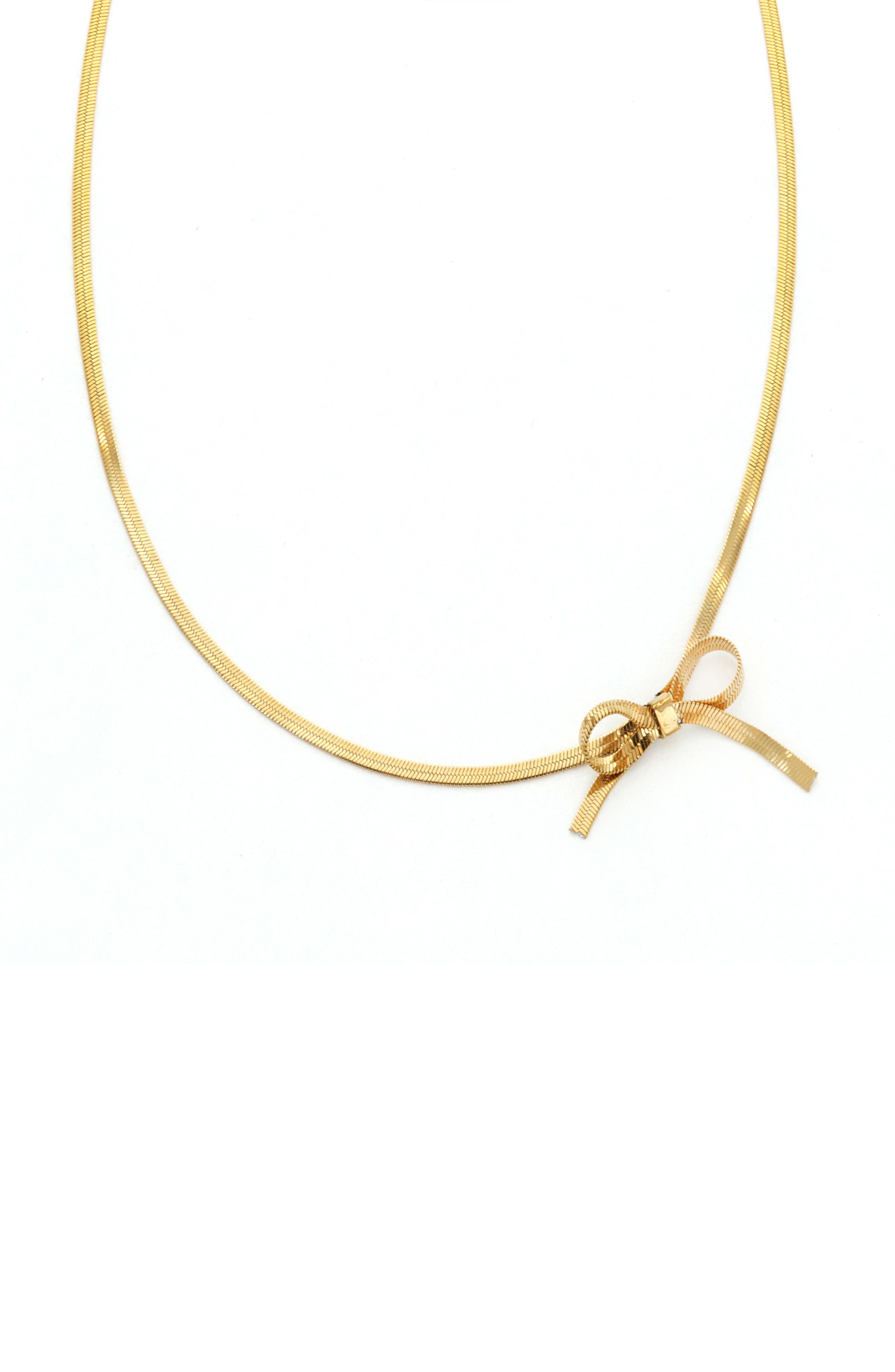 Panacea Snake Chain Bow Necklace in Gold Cover