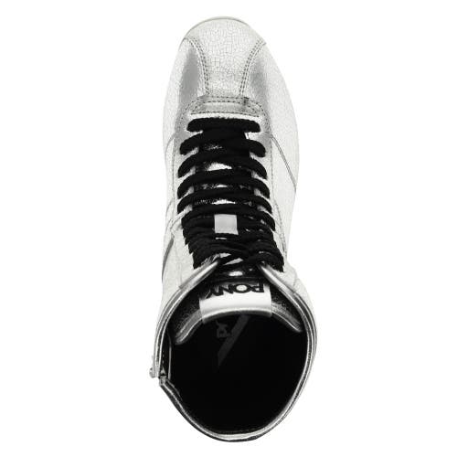 Pony Womens Ko-80 High Vintage Metallic Genuine Leather Premium Lace Up Athletic Sneaker Shoe In Silver