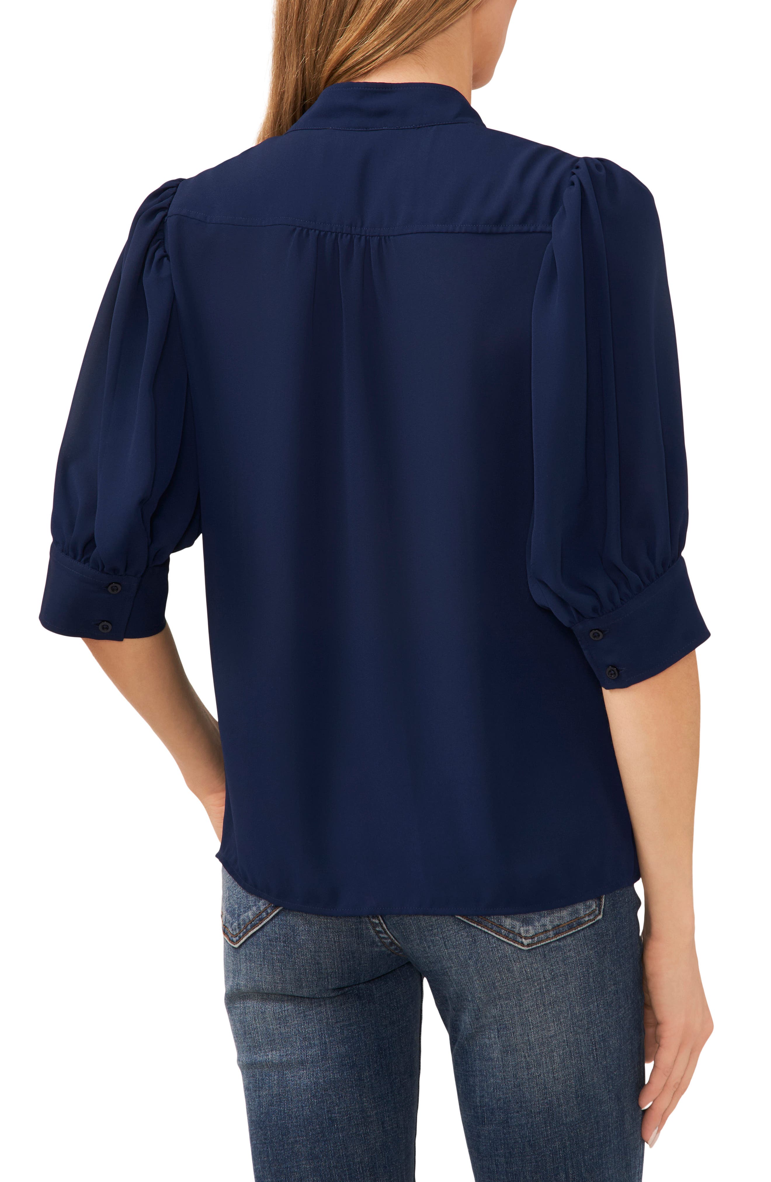 Exaggerated Collar Button Down Blouse