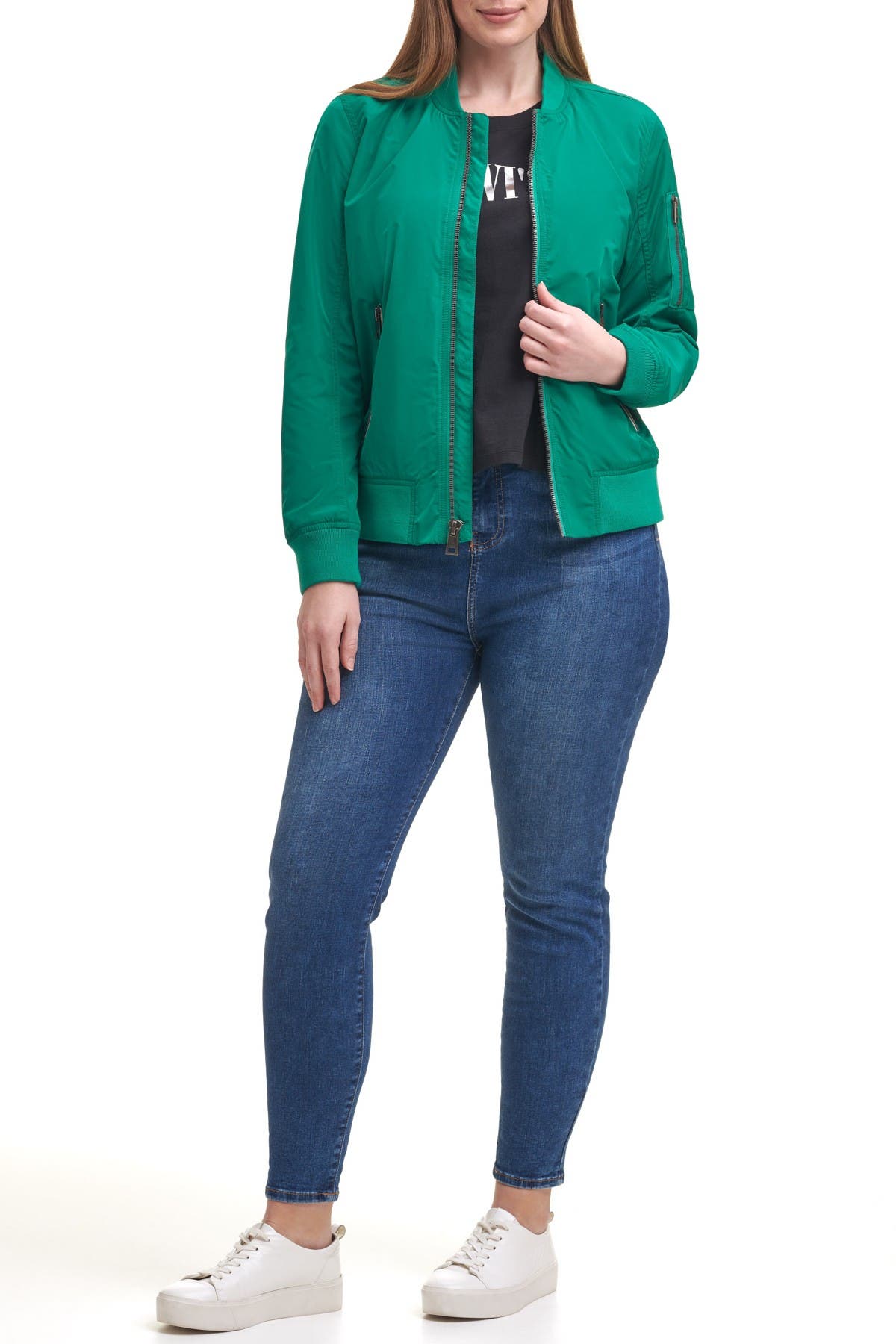 Levi's Trendy Plus Size Melanie Bomber Jacket In Medium Green1