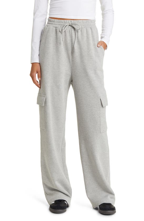 Bp. Wide Leg Cargo Sweatpants In Grey Heather