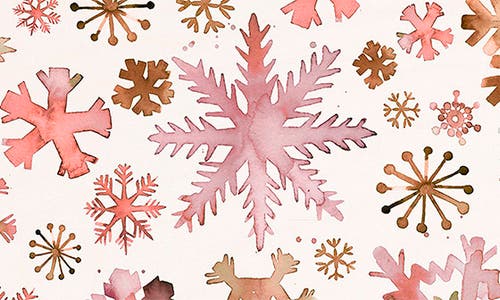 Deny Designs Snowflakes Watercolor Cutting Board In Rose Gold