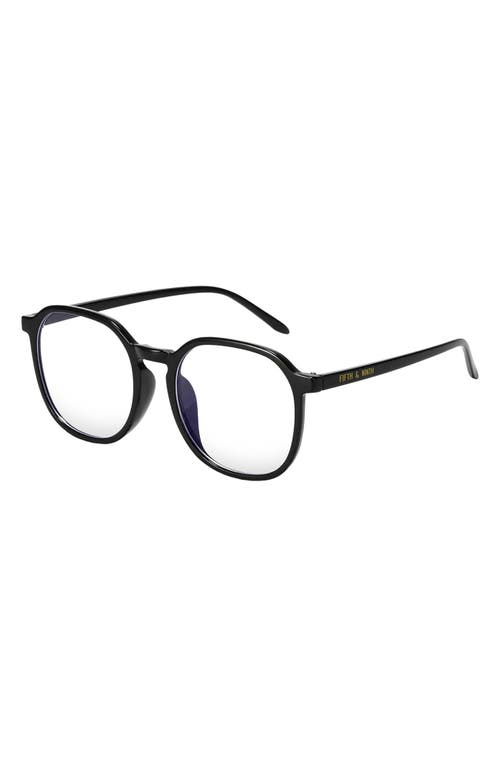 Fifth & Ninth 55mm Ruby Round Blue Light Blocking Glasses In Black/clear