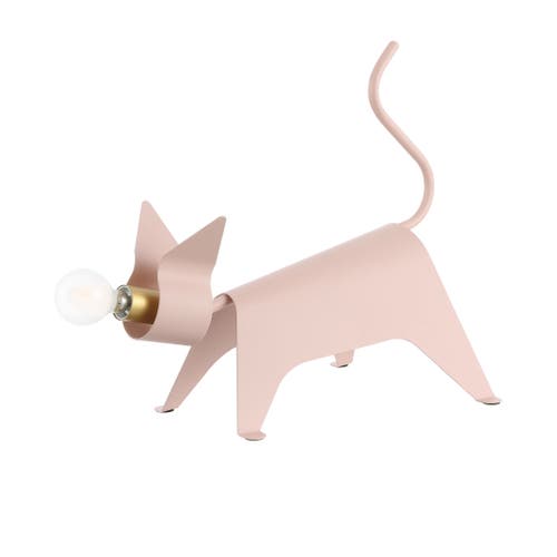 Jonathan Y Penelope Modern Industrial Iron Feline Led Kids' Lamp In Pink