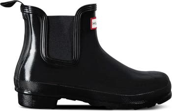 Hunter black gloss chelsea clearance boots