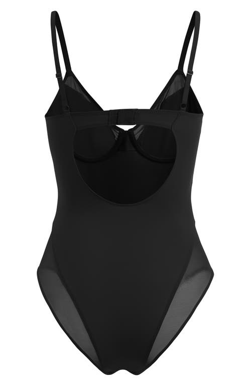 Shop Wolford Stretchy Nylon Bodysuit In Black