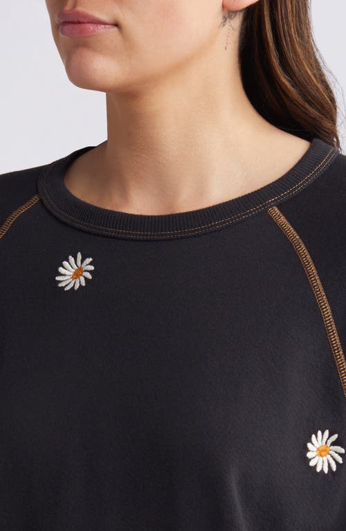 Shop The Great . The Daisy Embroidered College Sweatshirt In Almost Black