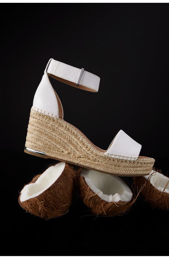 Shop Franco Sarto Clemens Ankle Strap Platform Wedge Sandal In White Raffia