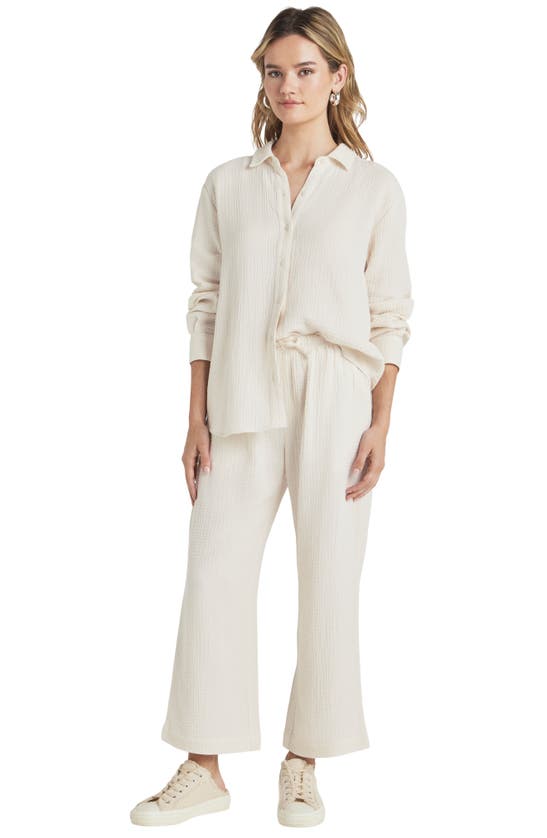 Splendid Adele Oversize Cotton Gauze Button-up Shirt In White Sand