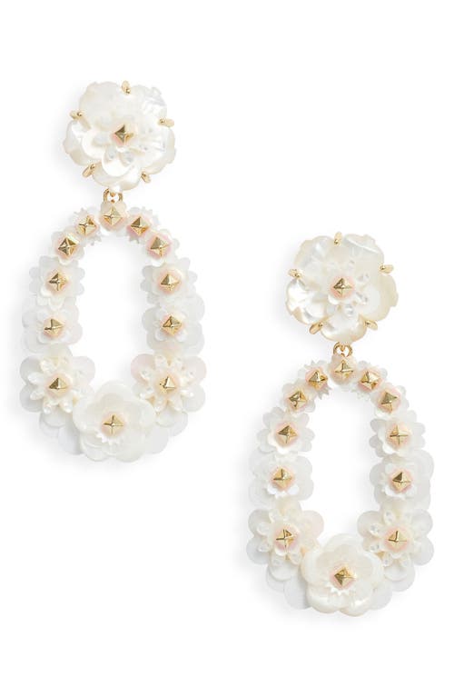 Kendra Scott Deliah Floral Sequin Drop Earrings in Gold Iridescent White Mix at Nordstrom