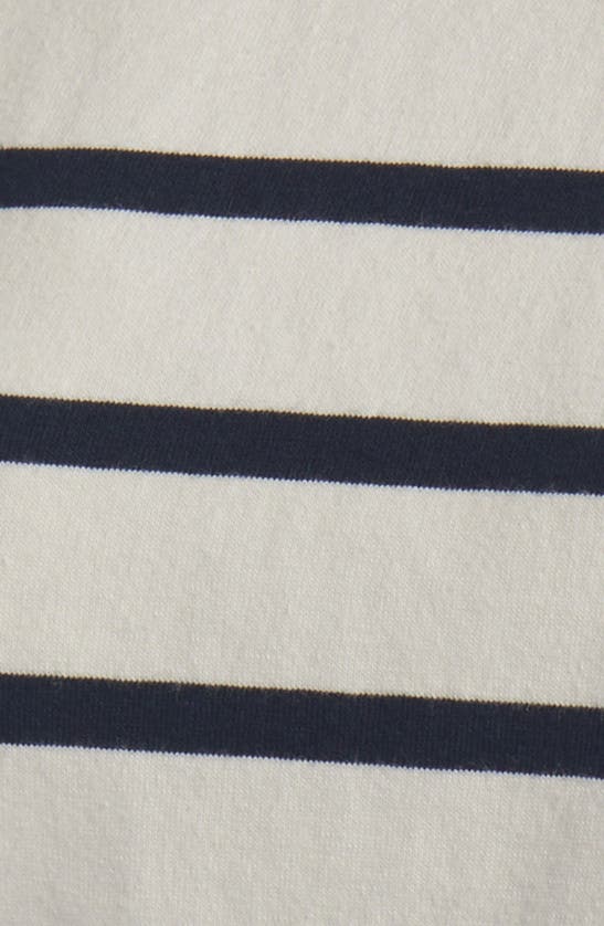 Shop Frame Stripe Organic Cotton Button Accent T-shirt In Navy Multi