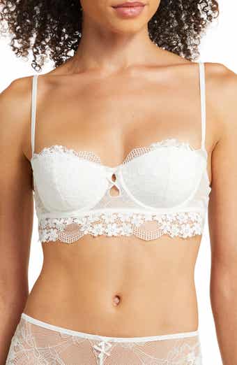 White french lace featuring keyhole and underwire cupless bra