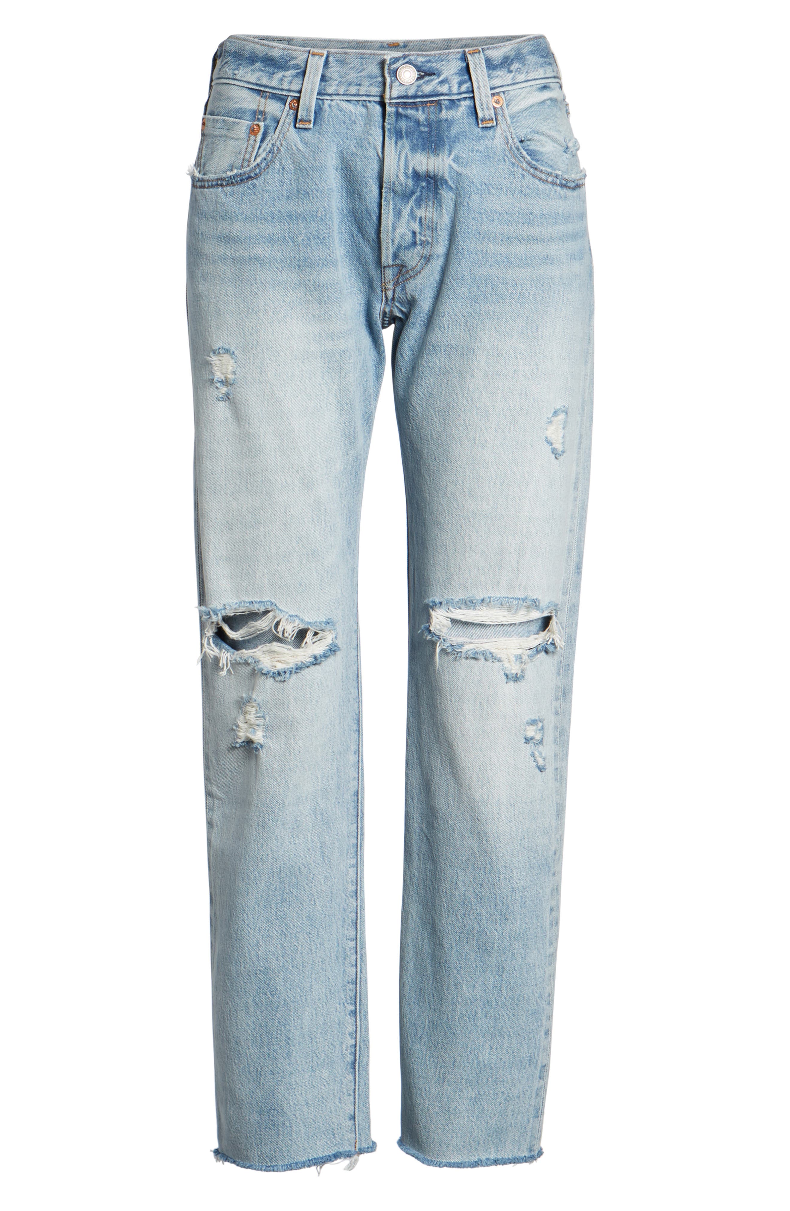 levi's 501 crop jean with rips