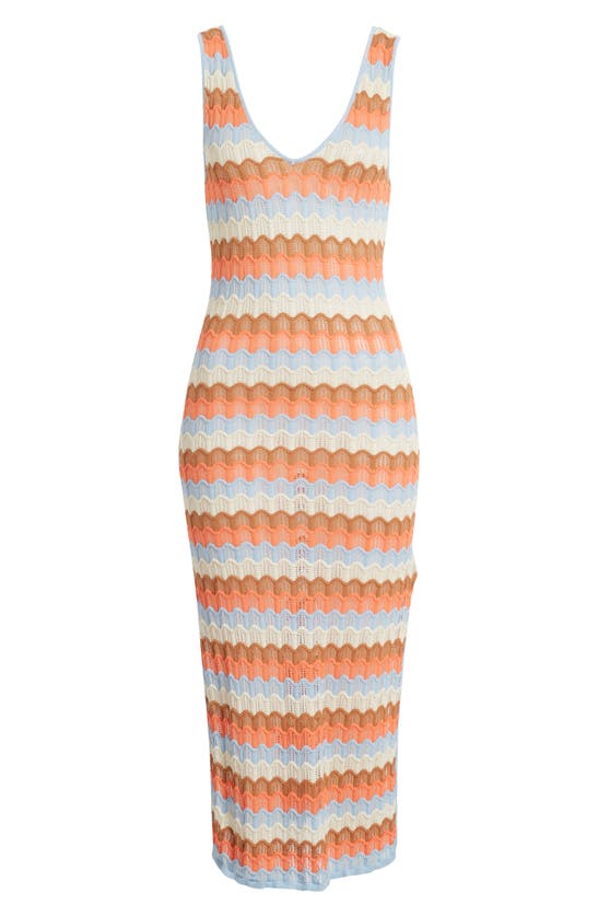 Shop Rip Curl Santorini Sun Pointelle Stitch Sweater Midi Dress In Multi Color Red
