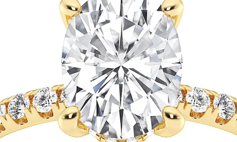 Badgley Mischka Collection 14k Gold Oval Cut Lab-created Diamond Pavé Ring In Gold