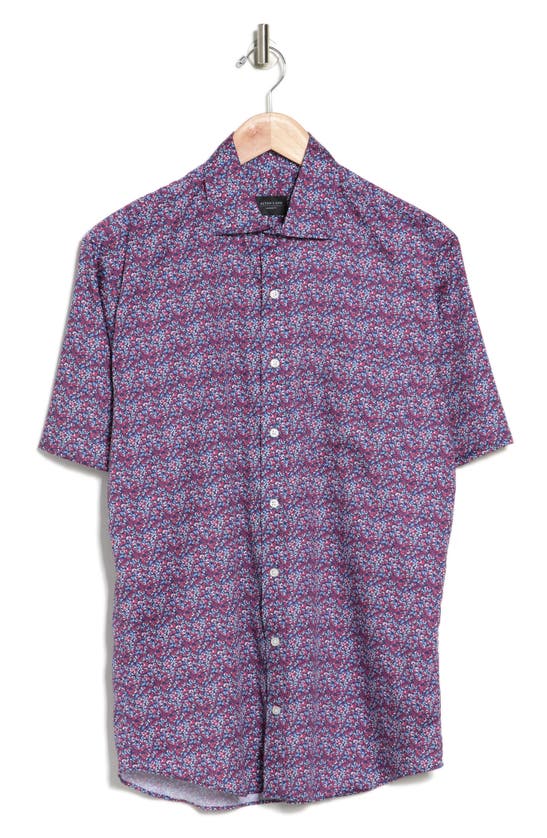 Alton Lane Dylan Print Stretch Cotton Short Sleeve Button-up Shirt In Washed Red Multi Floral