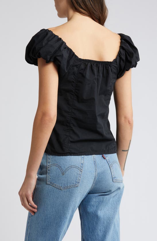 Shop Nation Ltd Angel Bubble Sleeve Off The Shoulder Top In Jet Black