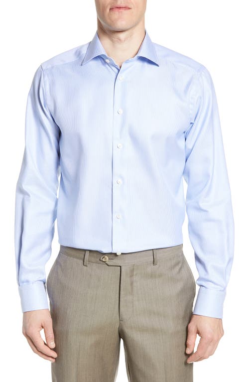 Eton Contemporary Fit Houndstooth Cotton Dress Shirt Light Blue at Nordstrom,