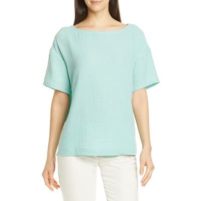 Eileen Fisher Boat Neck Boxy Organic Cotton Top