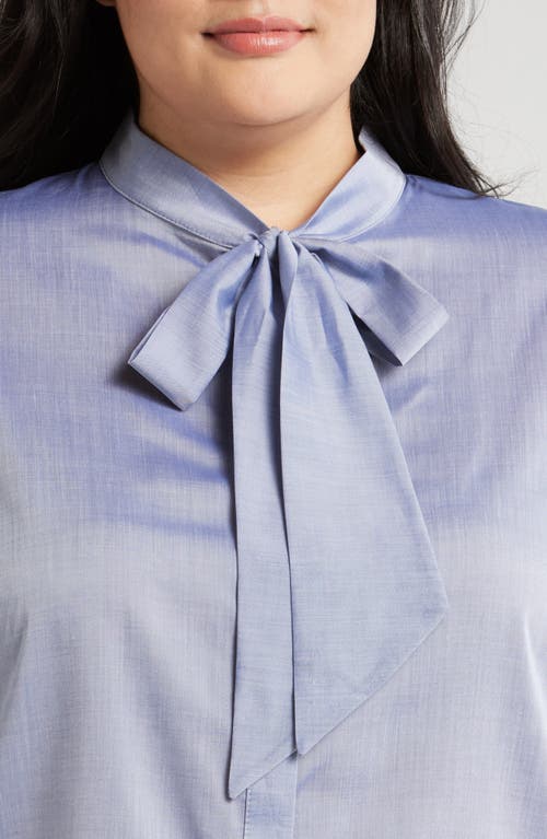 Shop Harshman Aveline Tie Neck Button-up Shirt In Ice Blue