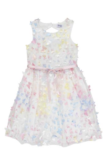 Speechless Kids' 3d Butterfly Sleeveless Dress In White/pink Jm