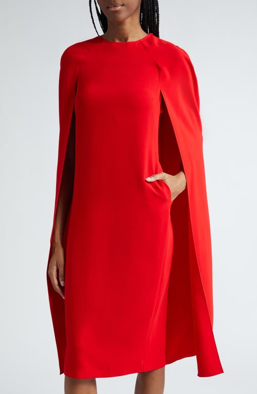 Shop Stella Mccartney Stretch Crepe Cape Dress In 6527 - Lipstick Red