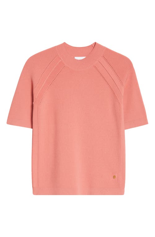 Shop St John St. John Collection Fine Gauge Engineered Short Sleeve Sweater In Napa Pink