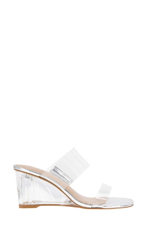 Shop Bcbg Lorie Wedge Slide Sandal In Clear/silver