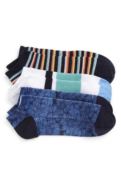 Nordstrom 3-Pack Assorted Ankle Socks in Navy Blazer Florals