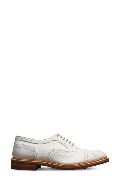 Allen Edmonds Strandmok Cap Toe Oxford In White Suede