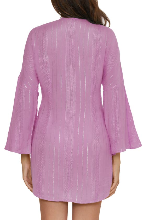 Shop Becca Radiance V-neck Long Sleeve Cover-up Tunic In Malva