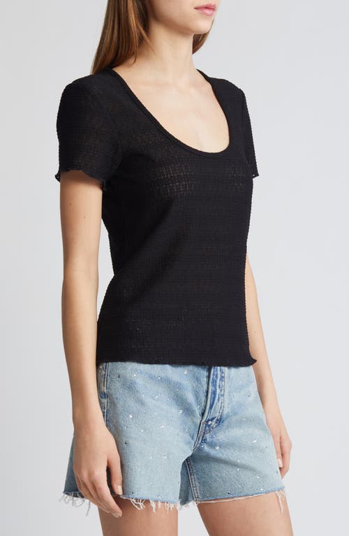 Shop Rag & Bone Julia Textured Scoop Neck T-shirt In Black