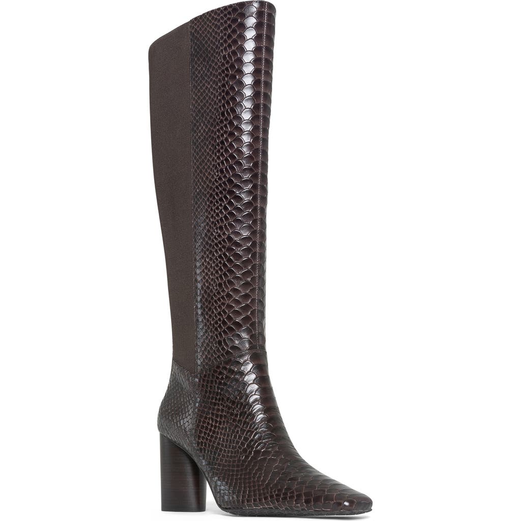 Donald Pliner Women's Leather Snake Embossed Tall Boots In Dark Brown