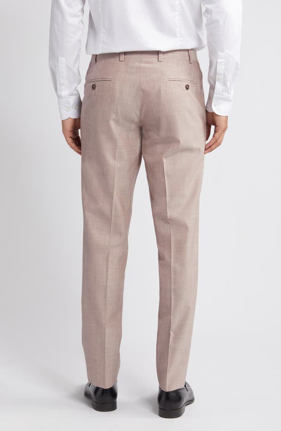 Shop Ted Baker Jerome Trim Fit Soft Constructed Flat Front Wool & Silk Blend Dress Pants In Coral