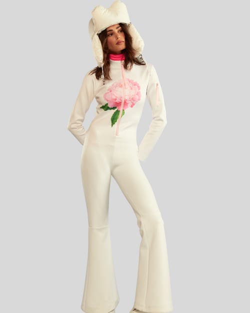 Shop Cynthia Rowley Water Repellent Bonded Ski Suit In White Pink