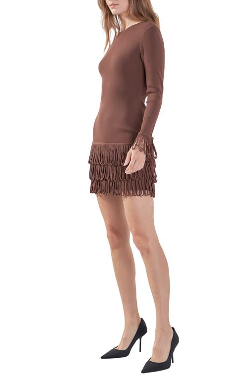 ENDLESS ROSE ENDLESS ROSE LOOP FRINGE LONG SLEEVE MINIDRESS 