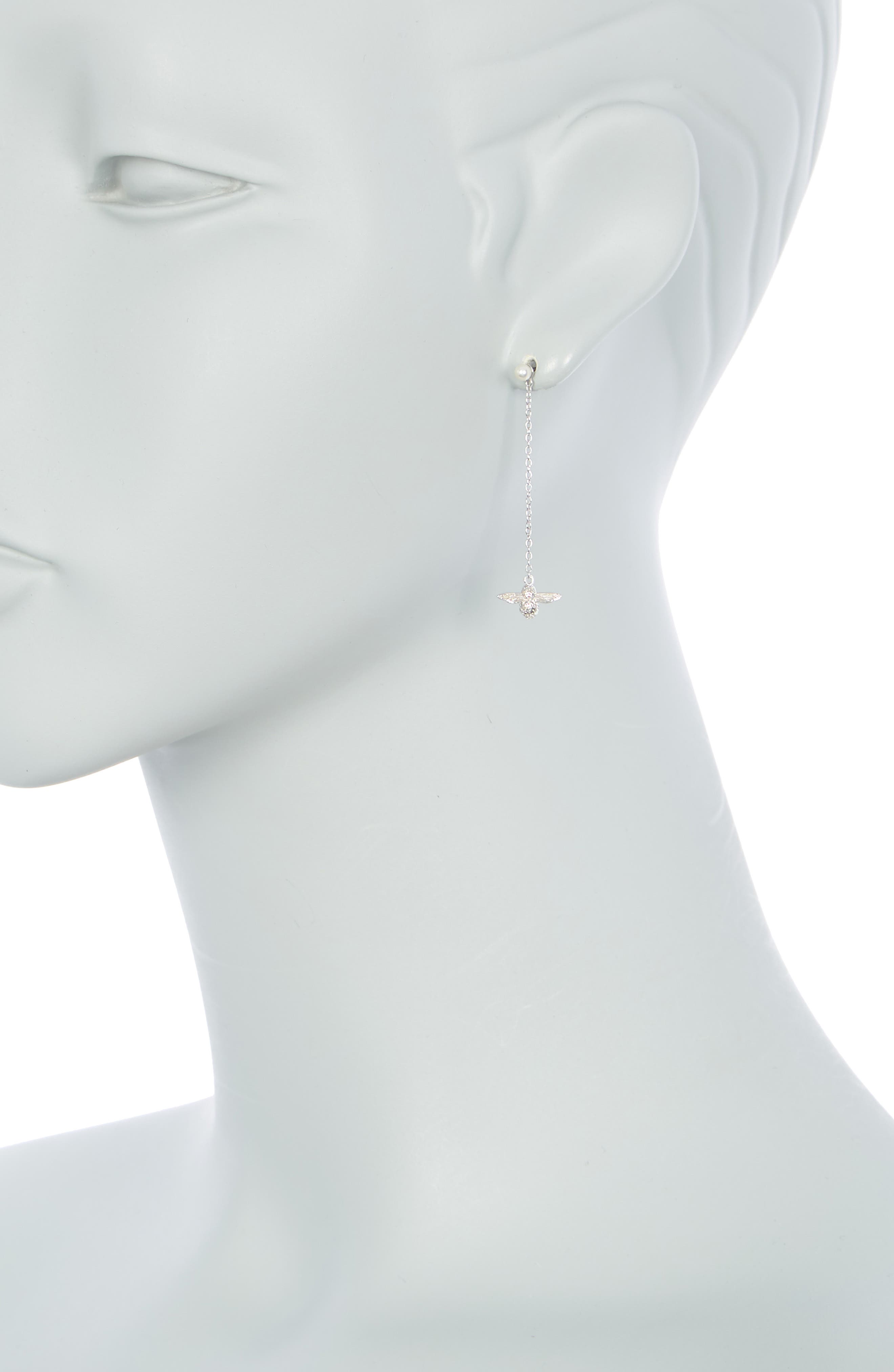 Olivia Burton 3d Bee Drop Earrings In Silver