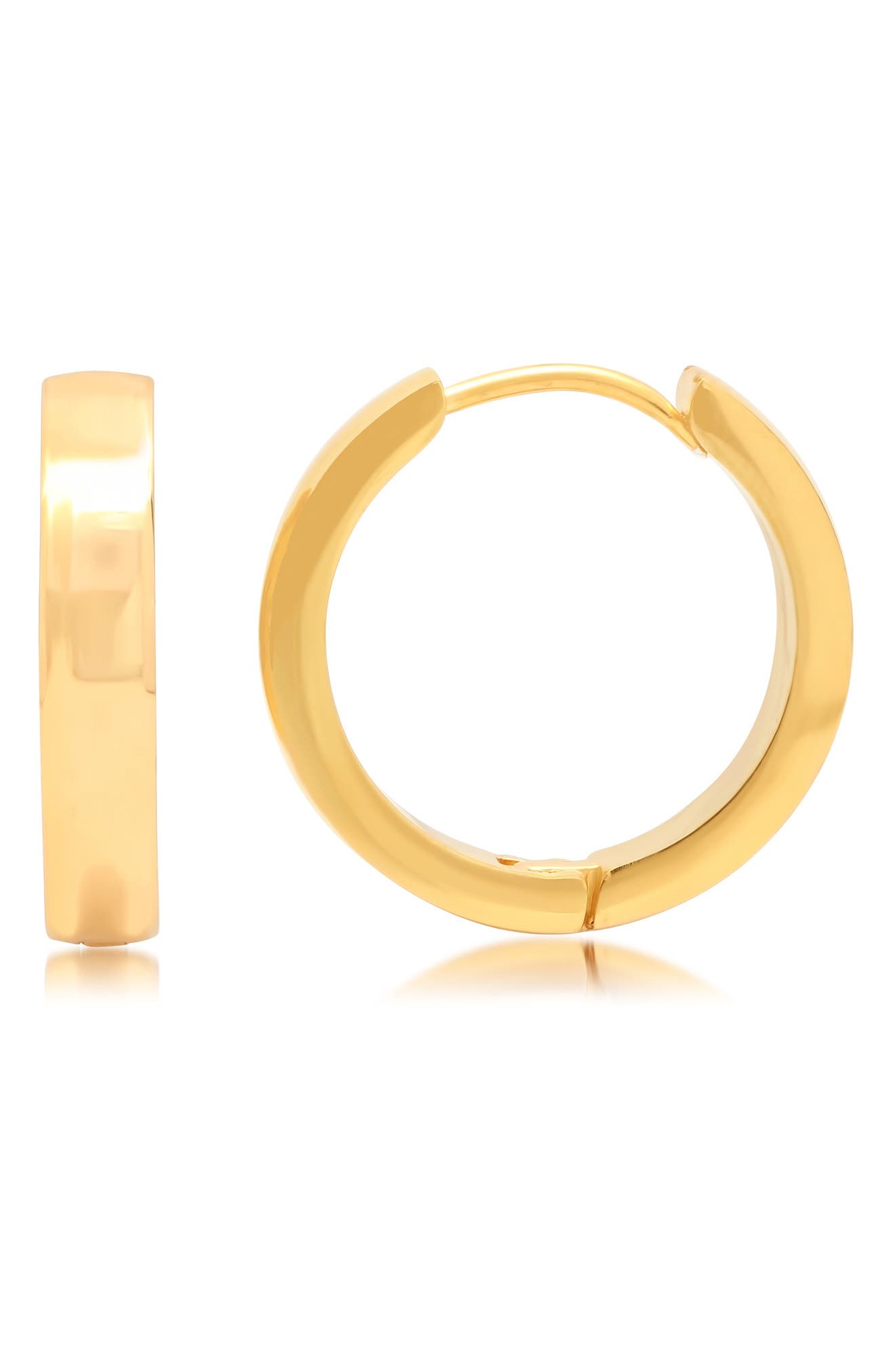 Hmy Jewelry Polished Huggie Earrings In Yellow