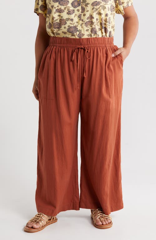 Treasure & Bond Utility Drawstring Linen Blend Pants Rust Sequoia at Nordstrom,