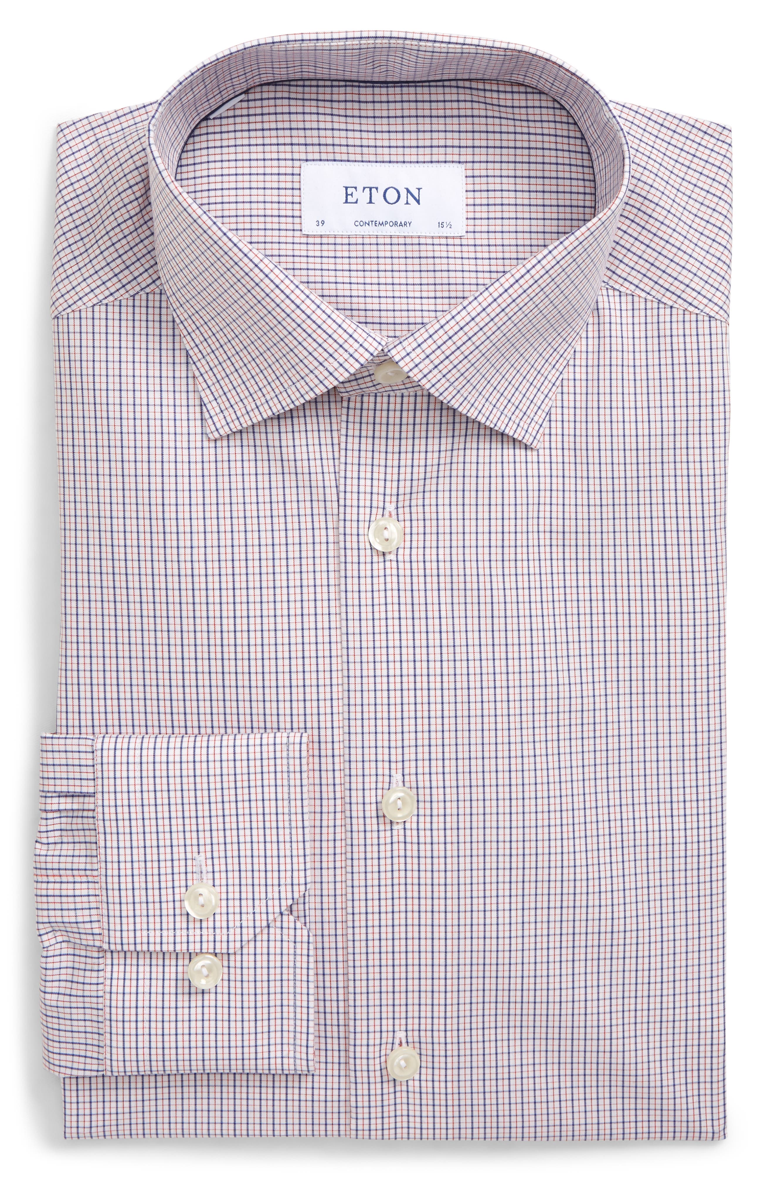 Eton Contemporary Fit Check Dress Shirt Nordstrom