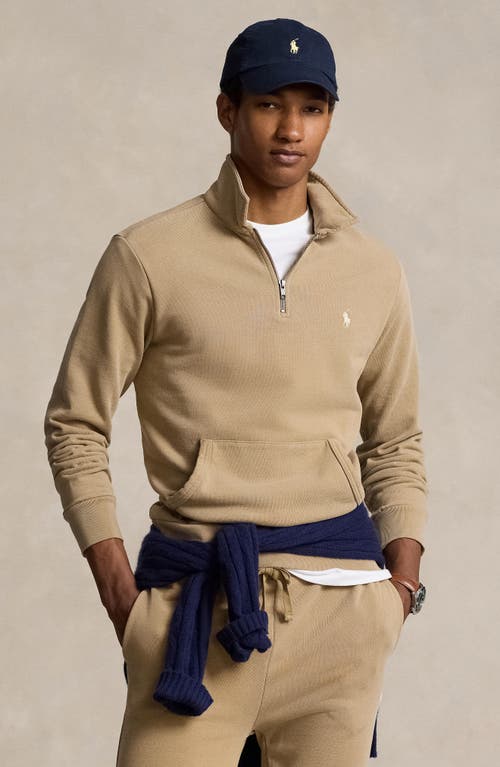 Shop Polo Ralph Lauren Embroidered Logo Cotton French Terry Sweatshirt In Desert Khaki