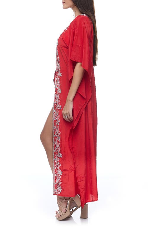 Ranee's Ranees Embellished Longline Duster In Red
