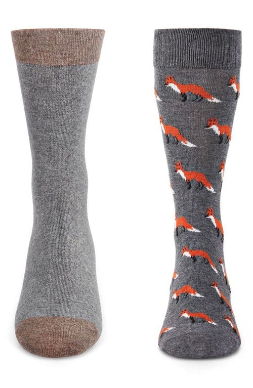 Memoi Assorted 2-pack Crew Socks In Gray Heather