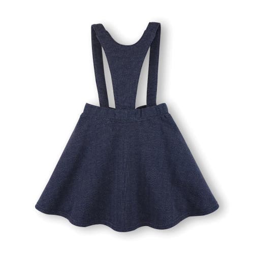 Shop Hope & Henry Girls' Fleece Bow Front Suspender Skirt, Kids In Navy Herringbone