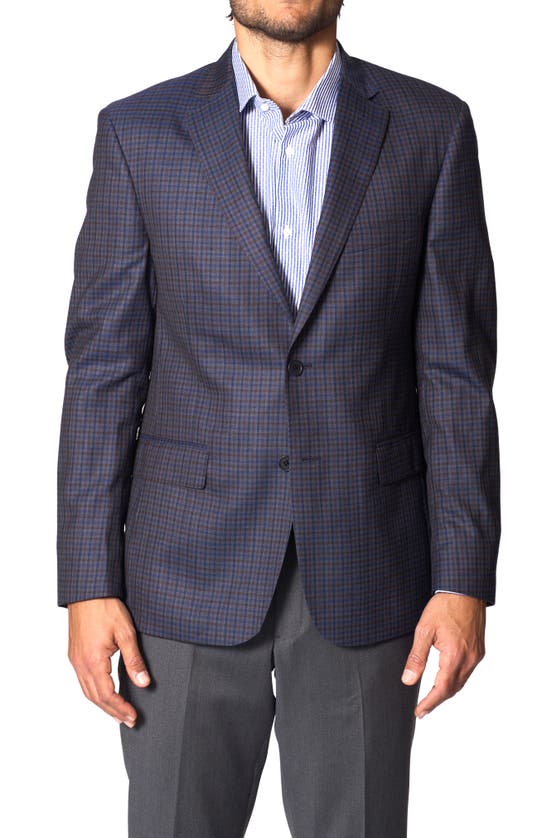 Shop Jb Britches Microcheck Wool Sport Coat In Navy/ Brown/ Grey