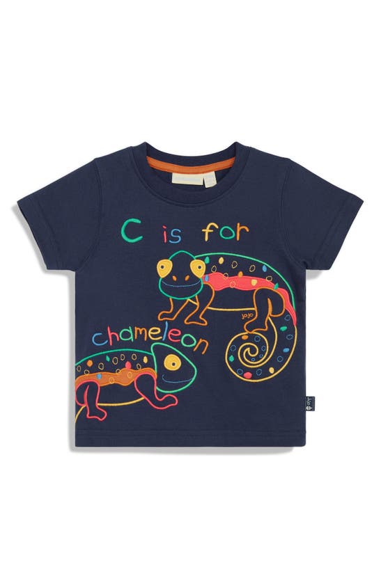 Shop Jojo Maman Bébé Jojo Maman Bebe Chameleon Embroidered T-shirt & Shorts Set In Cobalt