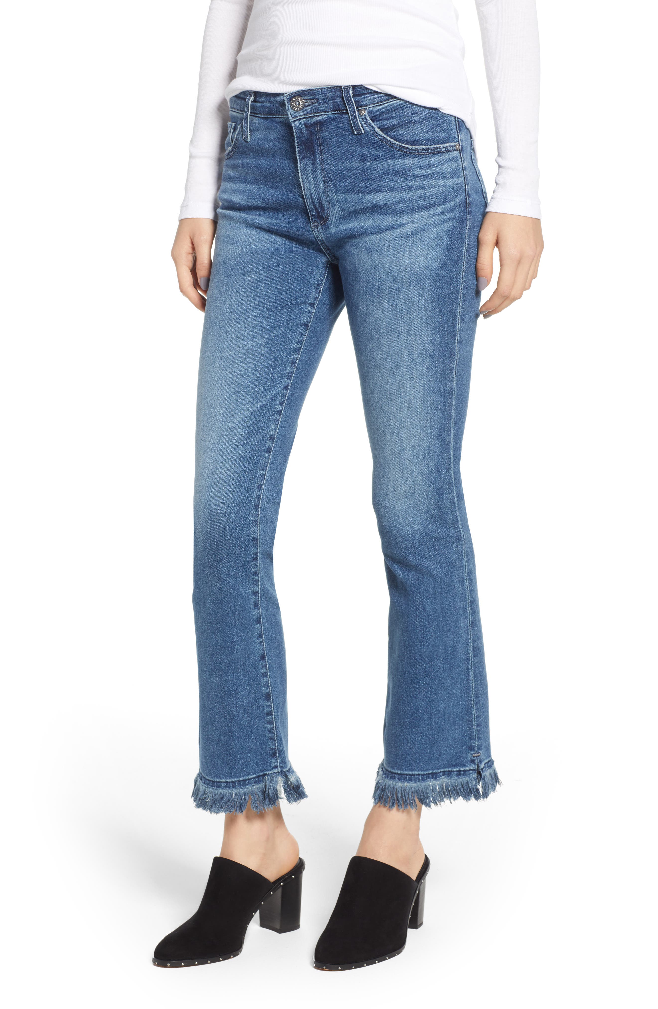 cropped fringe jeans