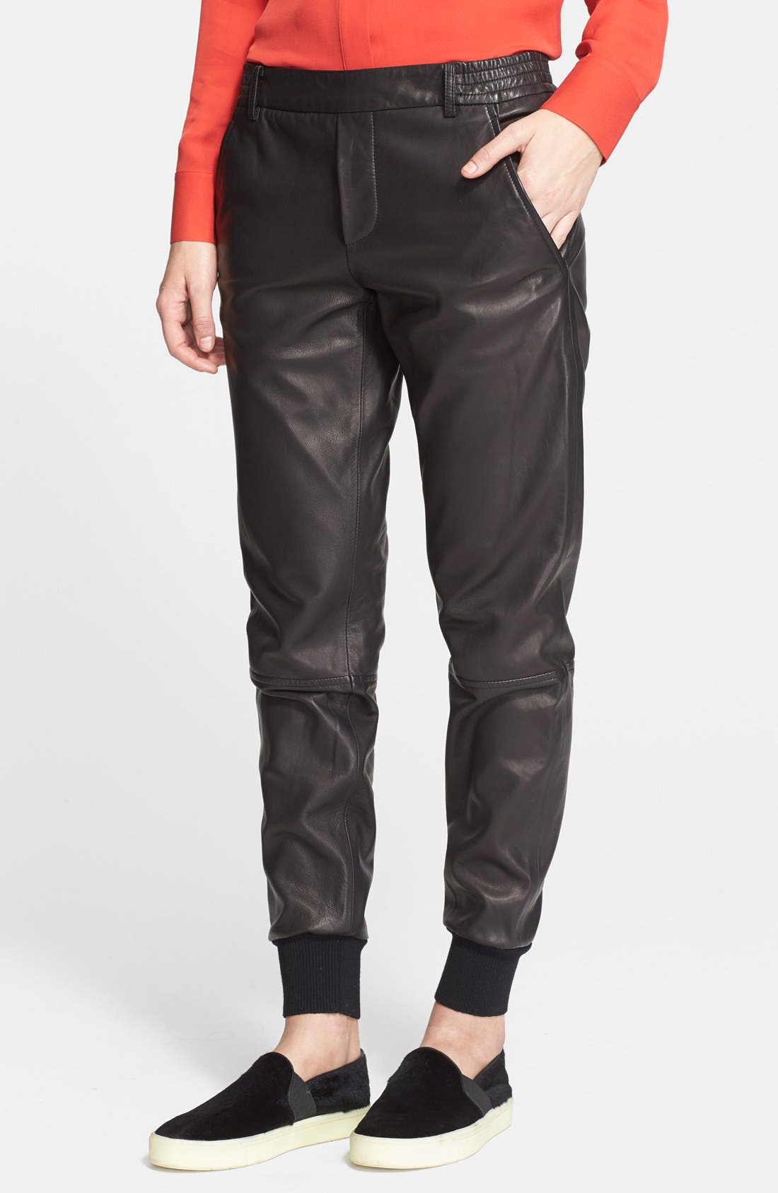 vince leather joggers