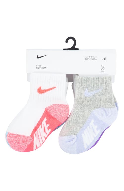 Nike Assorted 6-pack Cotton Blend Socks (baby) In Grey Heather/white