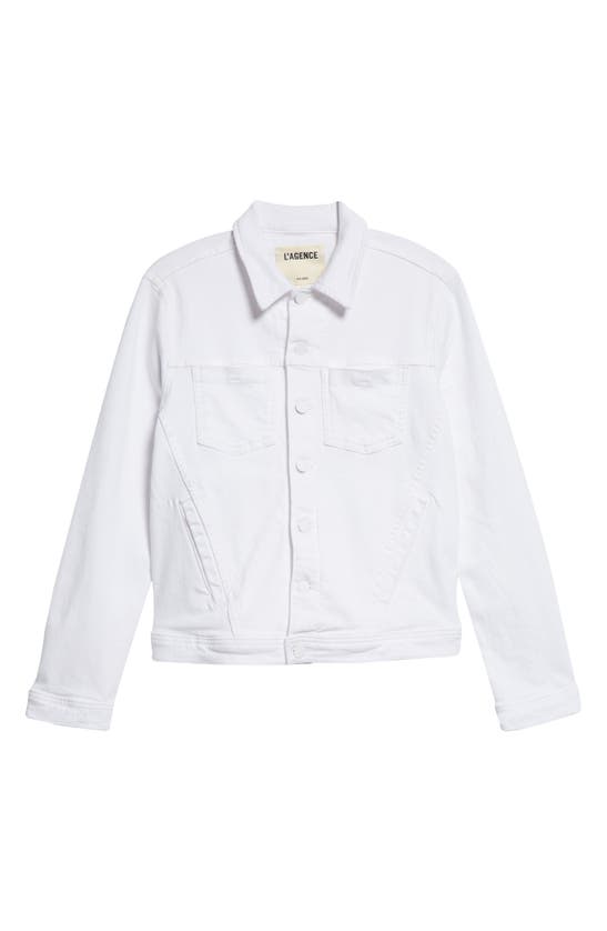 Shop L Agence L'agence Shuri Femme Denim Jacket In Blanc